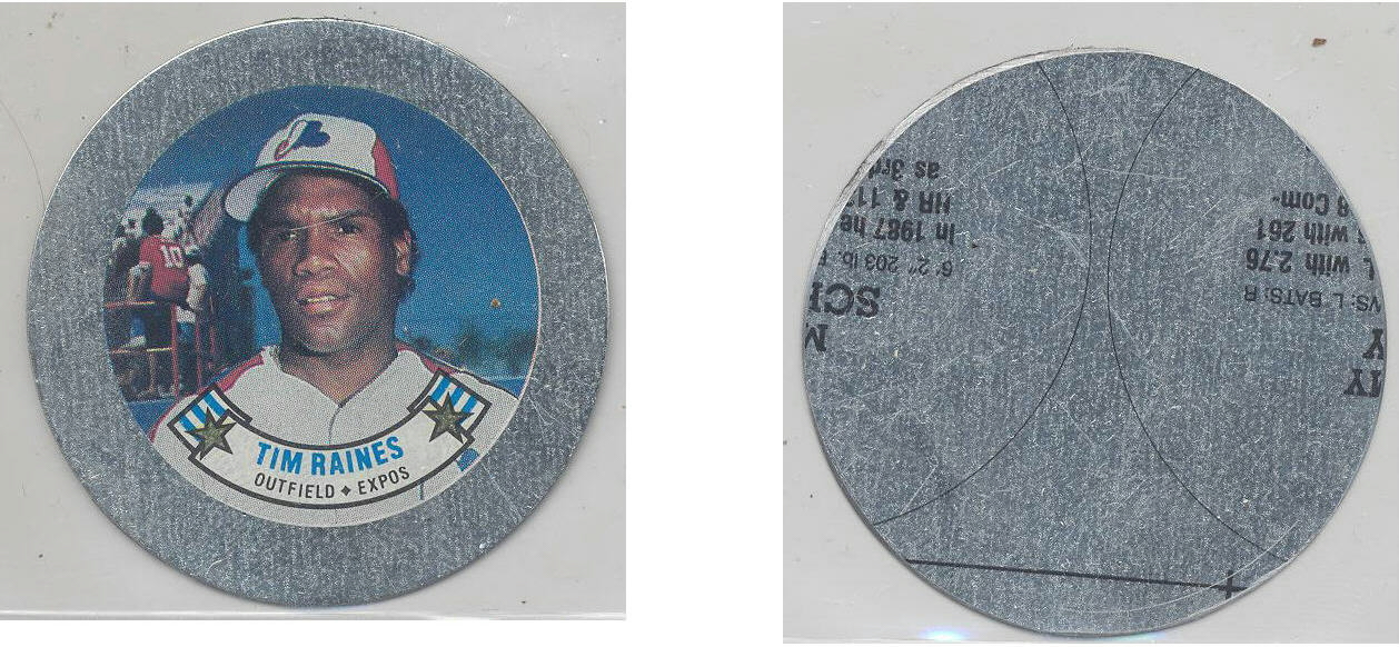 1988 Topps Baseball Coins Metal Proof Discs 049 Tim Raines